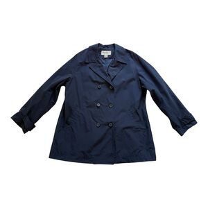 Double-Breasted Short Rain/Trench Coat Eddie Bauer Navy Jacket - Size XL